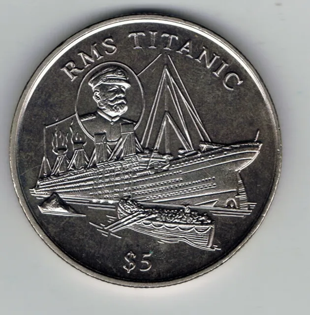 1998 Liberia $5 Five Dollars coin : Titanic