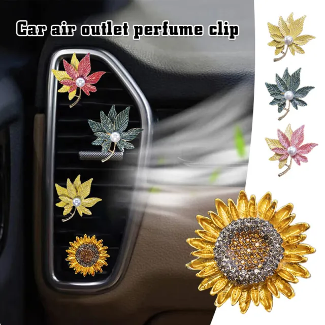 Crystal Car Air Freshener Vent Clip Maple Leaf Sunflower Auto Interior Decor