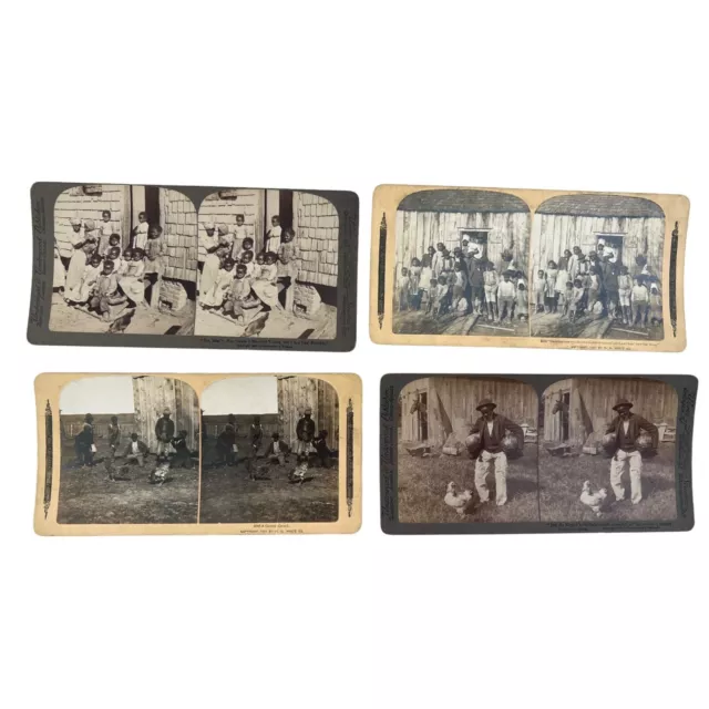 4 Stereoview Cards Black Americana 1895 1901 USA Stereo Card
