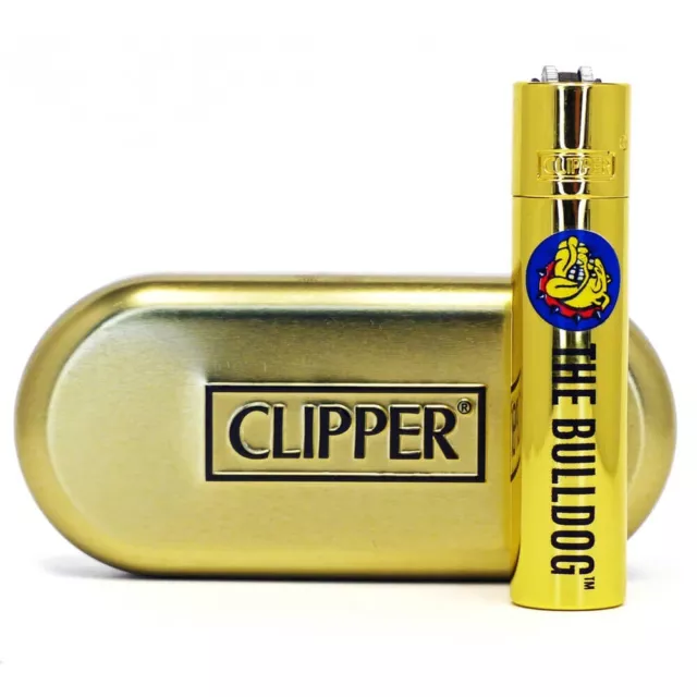 Accendini clipper large metal The Bulldog  Gold con cofanetto regalo limited