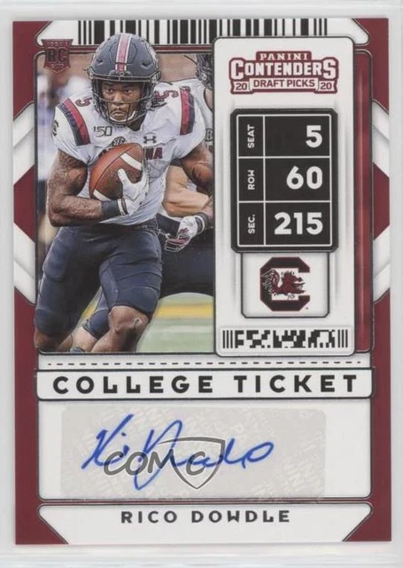 2020 Panini Contenders Draft Picks College Ticket Rico Dowdle Rookie Auto RC