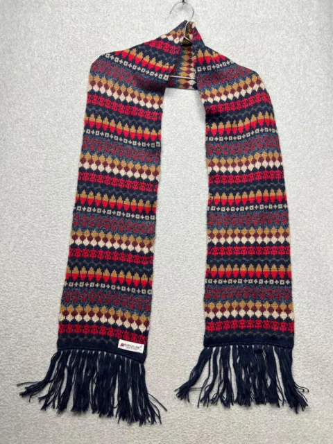 Vintage Alpaca Wool Knitted Scarf Southwestern Aztec Made in Peru Winter Outdoor