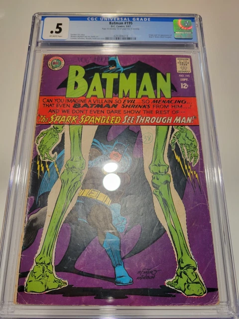 BATMAN 195 CGC .5 1967 KEY issue New Frame SILVER AGE 1st app Bag O' Bones