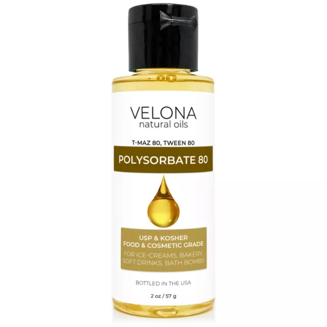 Polysorbate 80 by Velona - 2 oz Solubilizer, Food Cosmetic Grade Cooking, Bath