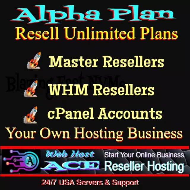 ALPHA Reseller Web Hosting Free SSL Certs-SiteLock-Fast SSD USA Servers+Support