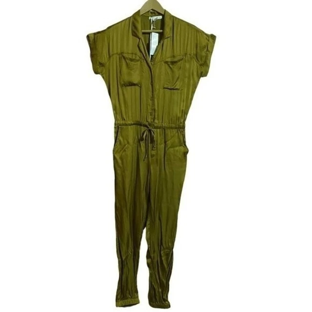 Young Fabulous & Broke Jumpsuit Women's Medium Green Satin NWT