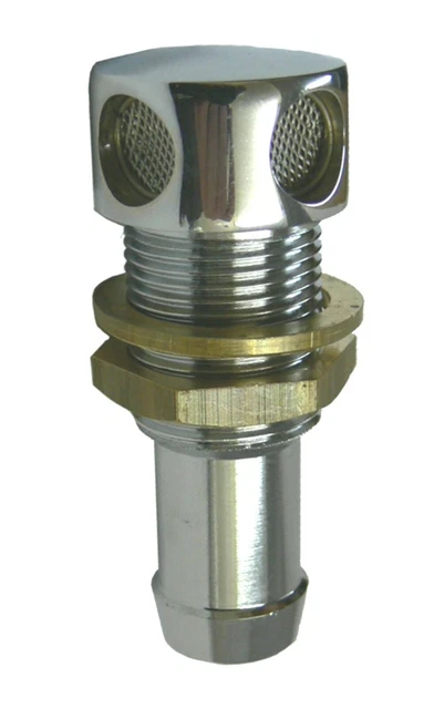 Chrome Évent de Cuve Fixation Avec Flamme Trap, 19mm Fil 16mm Queue Tuyau 4171
