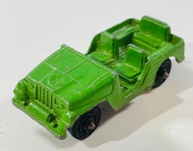 VINTAGE TOOTSIE TOY Collectible ARMY Jeep Green Convertible Diecast USA
