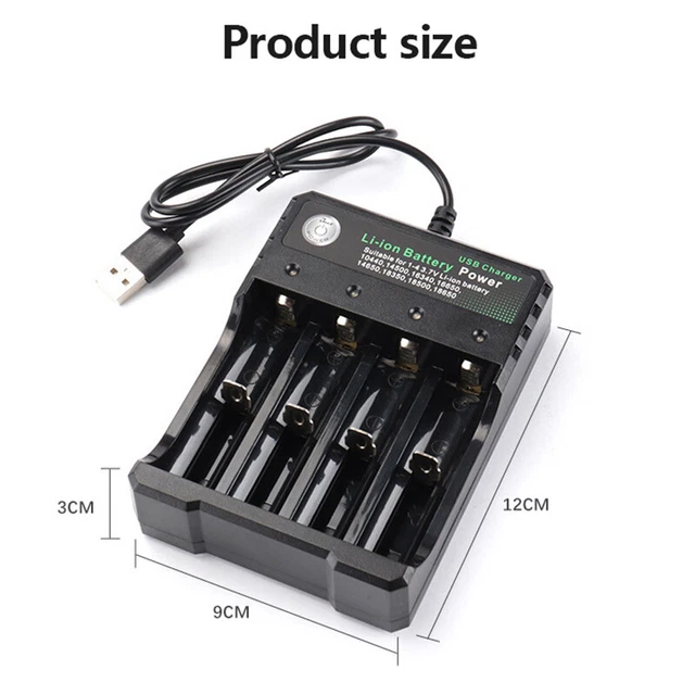 3,7 V 18650 Ladegerät Li-Iion Battery USB 4 Slot Independent Lading Ladegerät;''