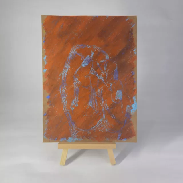 Original oil pastels art. Abstract Portrait. Size 8.3”x8.3”