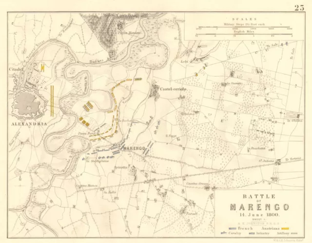 BATTLE OF MARENGO 14th June 1800. Sheet 1. Napoleonic Wars. Alessandria 1848 map