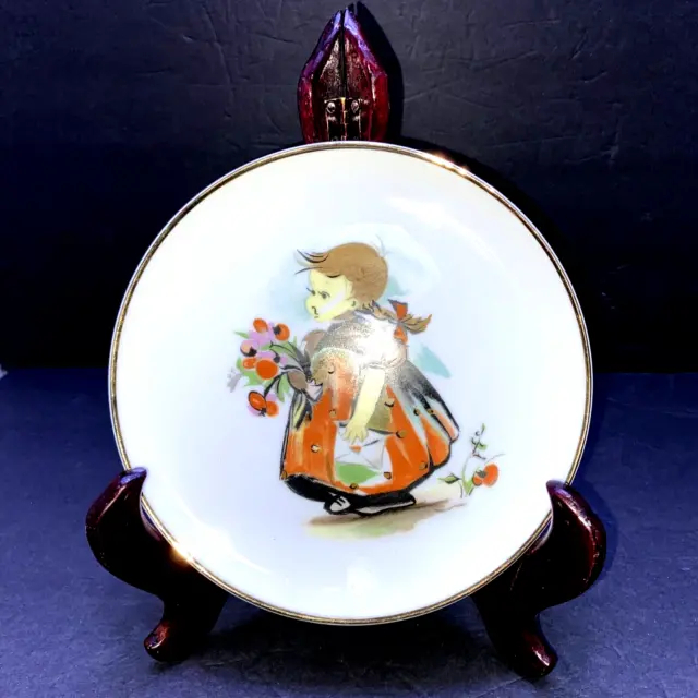 Plate, Vintage, Nevco, 7.5”Girl with Flower and Letter