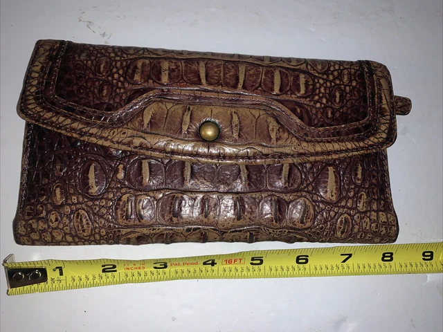 New Croc Embossed Leather Clutch Wallet Fiocchi Italy