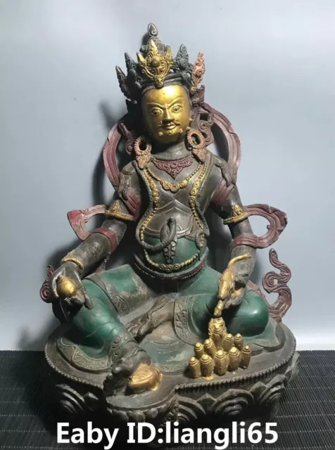 11 "Altes Tibet Bronze Gemälde Gelb Jambhala Reichtum Gott Buddha Statue