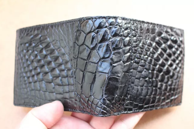 Genuine CROCODILE, ALLIGATOR Skin Leather Money Clip Wallet for Men Black