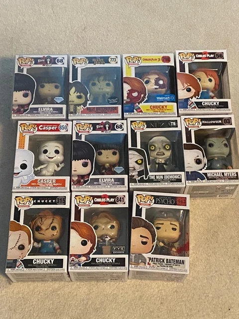(11) Lot Funko Pop New Halloween Horror Chucky Elvira Michael Myers Psycho Nun