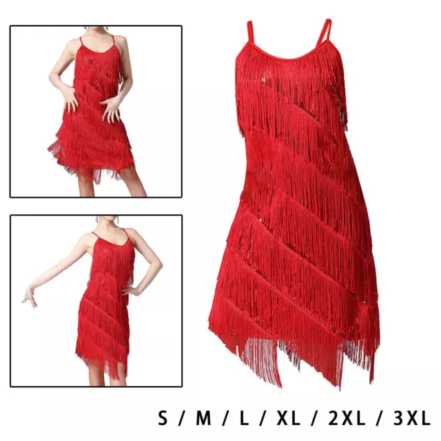 Femmes Glands Fringe Dress Fashion  Robes pour Rumba Tango Ballroom