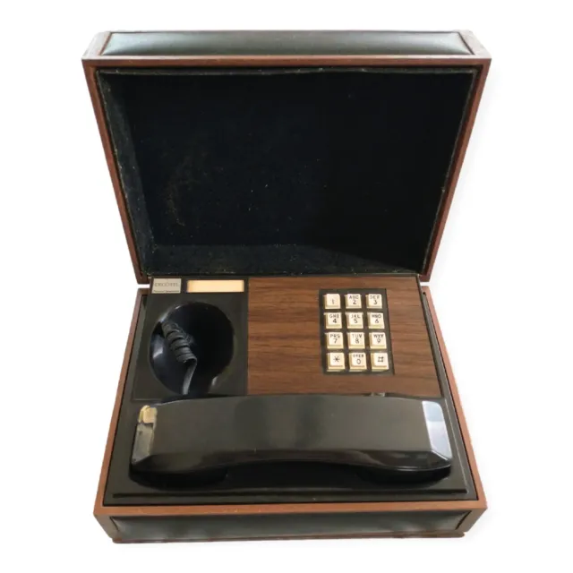 Vintage Deco-Tel Personal Telephone Portable Wooden Executive Box Phone Untested