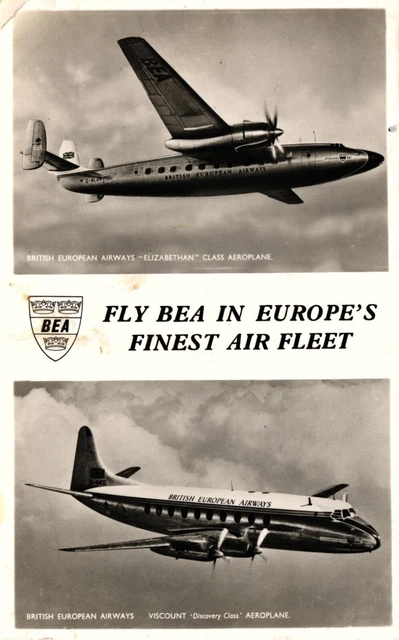 British European Airways BEA Postkarte 1956 Flugzeug De Havilland Vickers Requisite