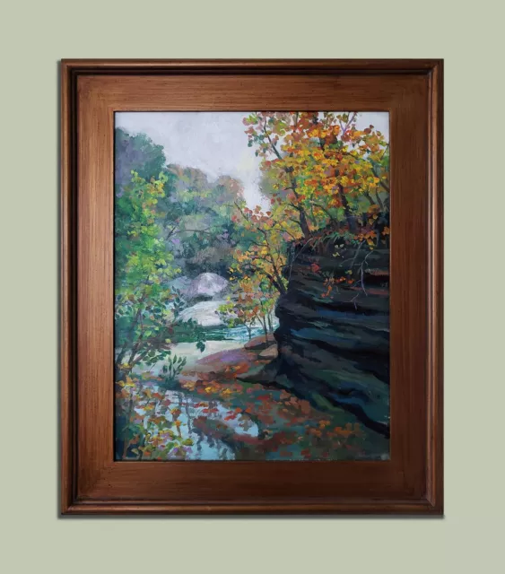 Fall Landscape Framed Ohio Hocking Hills Listed Artist Plein Air Sallows