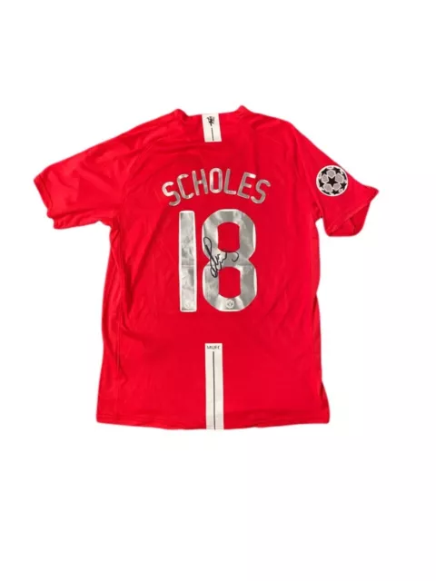 Paul Scholes Signé Manchester United 2008 UEFA Champions Ligue Football Chemise