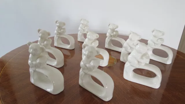 10 Ronds de serviette en porcelaine décor ours, ourson ,