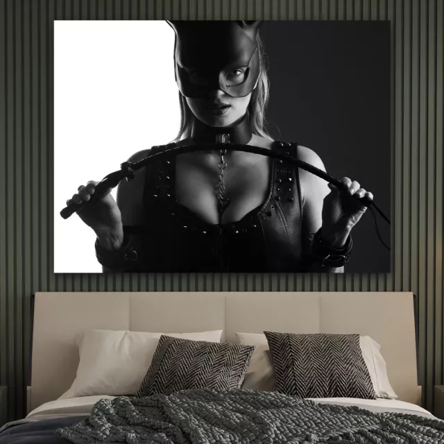 Erotik Leinwand Bilder | Akt Wandbild Domina Fetisch | Kunstdruck | Wanddeko XXL