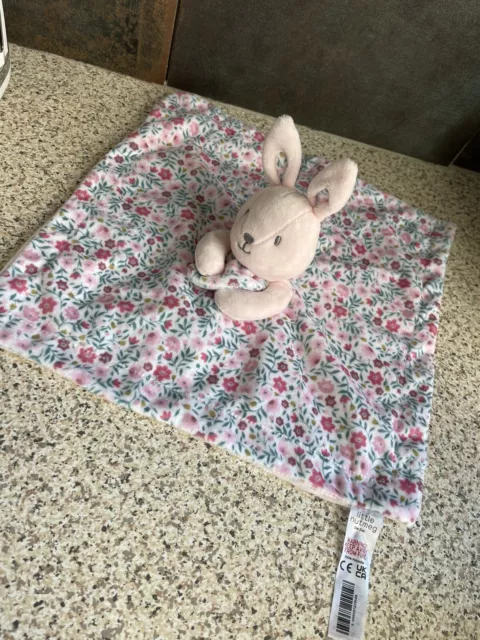Morrisons Little Nutmeg Bunny Rabbit  Floral Blankie Baby Comforter Soother Pink