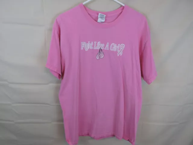 VTG T-Shirt Boxing gloves 'Fight Like A Girl' Breast Cancer Awareness Large L