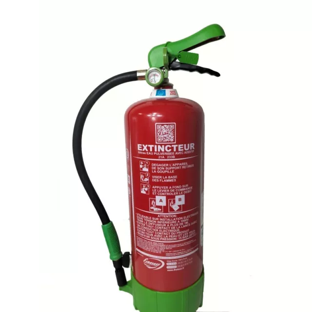 Extincteur 6L Eau NF Pulvérisée ECOLO avec QRCODE POUR FORMATION