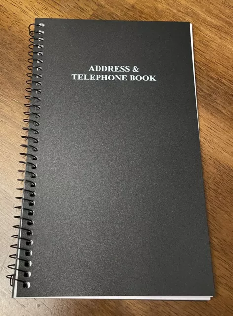 Spiral Bound Address Telephone Book With Flexible Plastic Cover Black