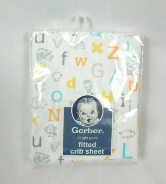 Gerber Infants' Fitted Crib Sheet - Alphabet, White