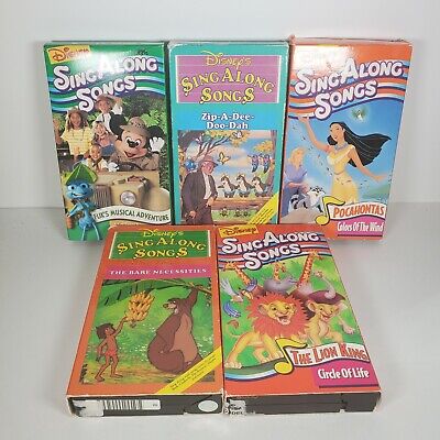 DISNEY SING ALONG Songs VHS Lot 5 Disney Land Fun Zip A Dee Doo Dah ...