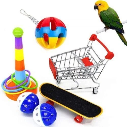 Haustier Vogel Papagei Wellensittich Hängematte Schaukel Spielzeug Ball Set