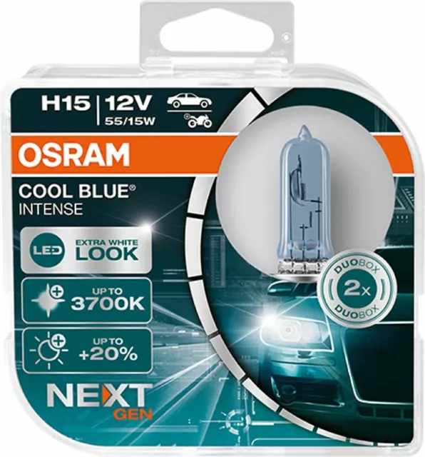 2x Osram H15 Cool Blue Intense 64176CBN Next GEN 12V 15/55W Xenon Look 3700K
