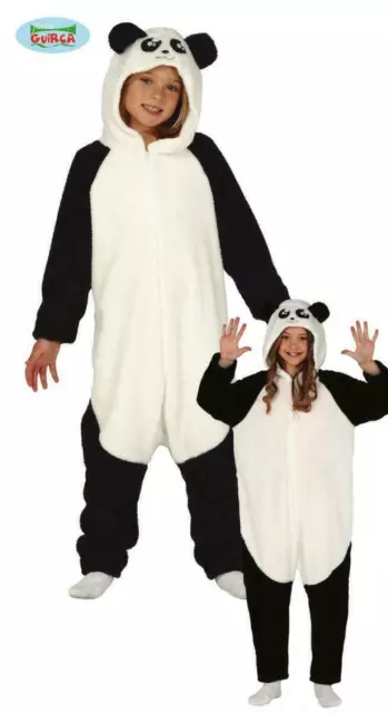 Costume Panda Animale Halloween Carnevale Guirca Vestito Bimbo Orso Pigiamone