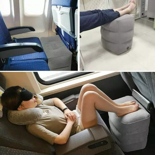 Inflatable Travel Footrest Leg Foot Rest Air Plane Pillow Pad Kids Bed Portab-f5