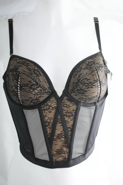 Dita Von Teese ~Exotique ~ Long Longueur Pigeonnant Soutien-gorge BNWT Noir UK