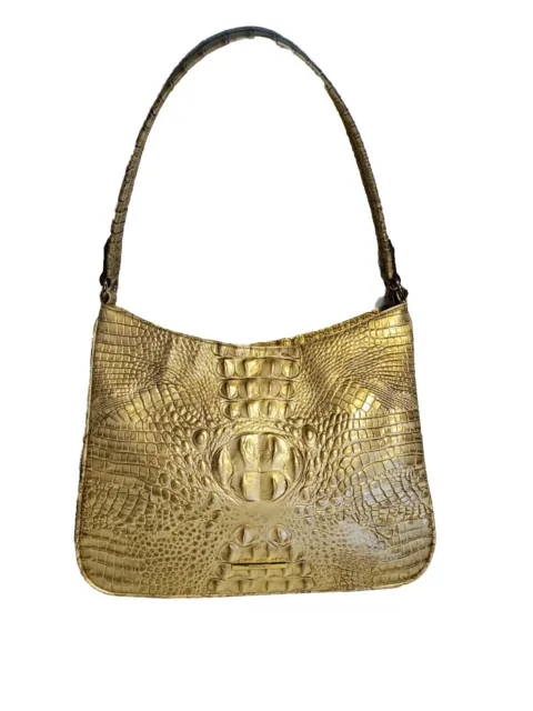 BRAHMIN NOELLE Travertine Melbourne Croc Embossed Leather Shoulder Handbag HOBO