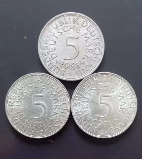 3 Pieces De 5 Mark Argent