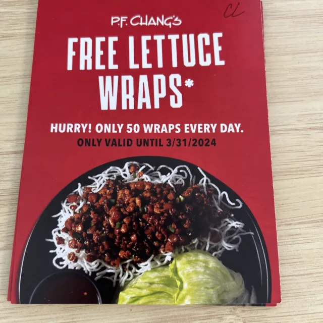 Free Lettuce PF Chang's Gift Certificate  w/ one entree purchase - Fast Delivery