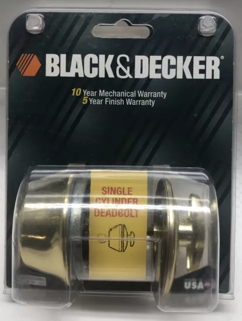 Black & Decker Single Cylinder Gold Deadbolt NIP