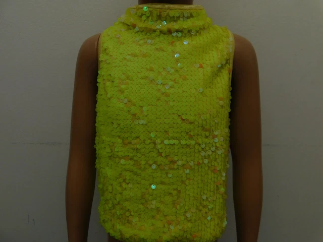 Dance Costume Balera  Large Child Yellow  Top Crop Sequin