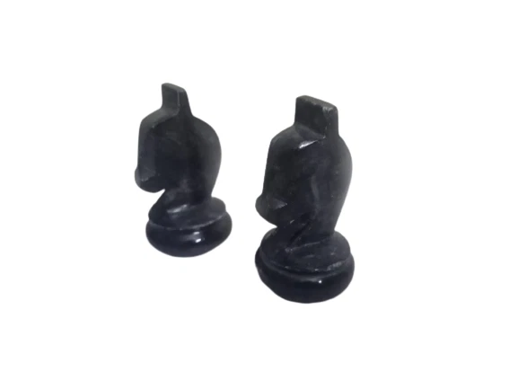 Replacement /Spare Chess Piece Knight Pair Black Marble/Onyx  1.5" Handmade - C2