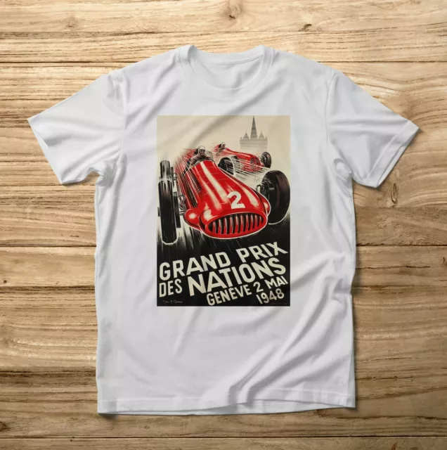 T-SHIRT MAGLIETTA vintage unisex  AUTO Gran Prix GENEVE 1948 gara automobile