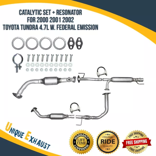 Catalytic Set + Resonator for 2000-2002 Toyota Tundra 4.7L w. Federal Emission