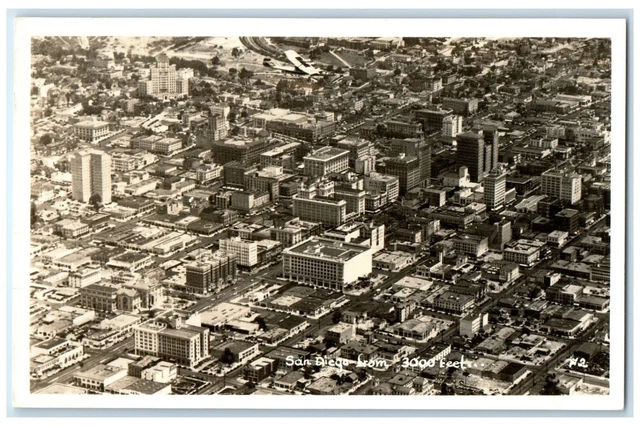 Aerial View Of San Diego California CA. From 300 Feet RPPC Photo Postcard