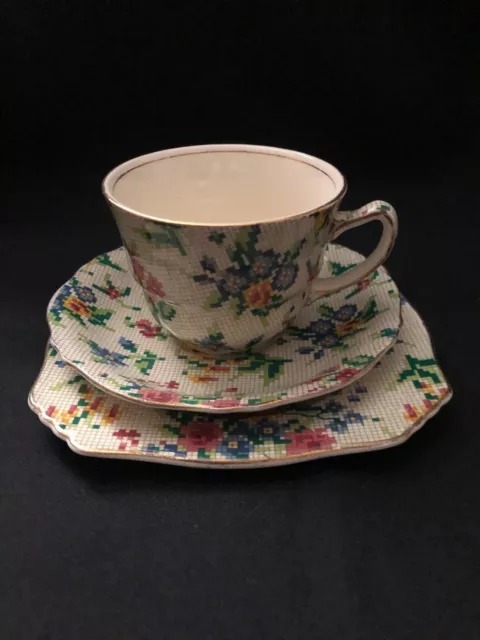 Grimwades Royal  Winton Queen Anne Chintz cup, saucer and cake plate set. 