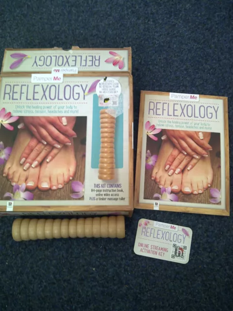 Pamper Me Reflexology Set (64 Page Instruction Book & Timber Massage Roller)