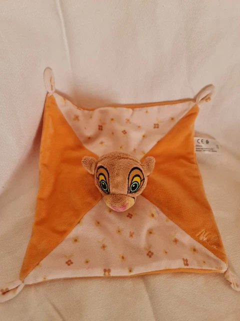 Doudou Plat Disney Simba Toys Nala Roi Lion Orange Blanc Fleurs etat neuf